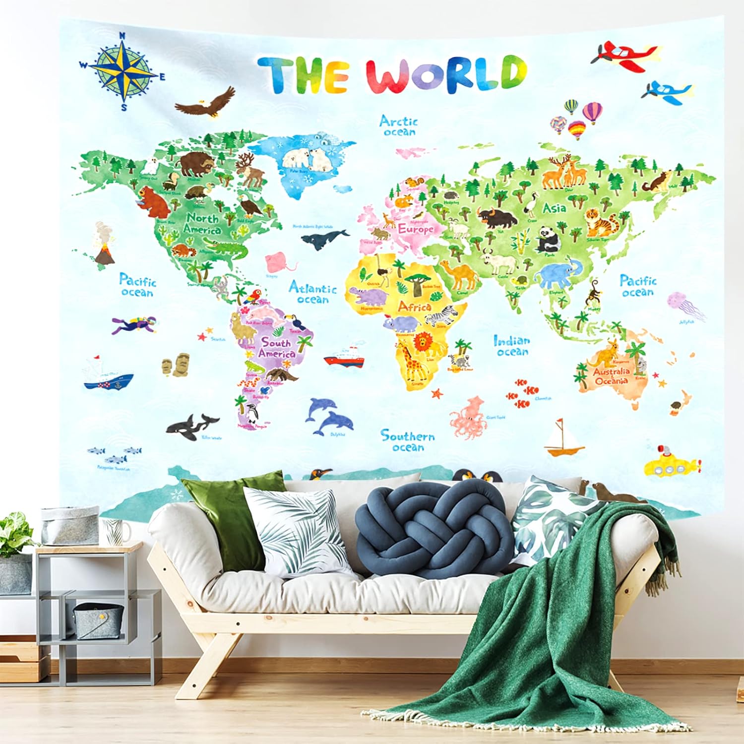 Kids World Map Wall Tapestry E - đánh giá và giá Kids Education World