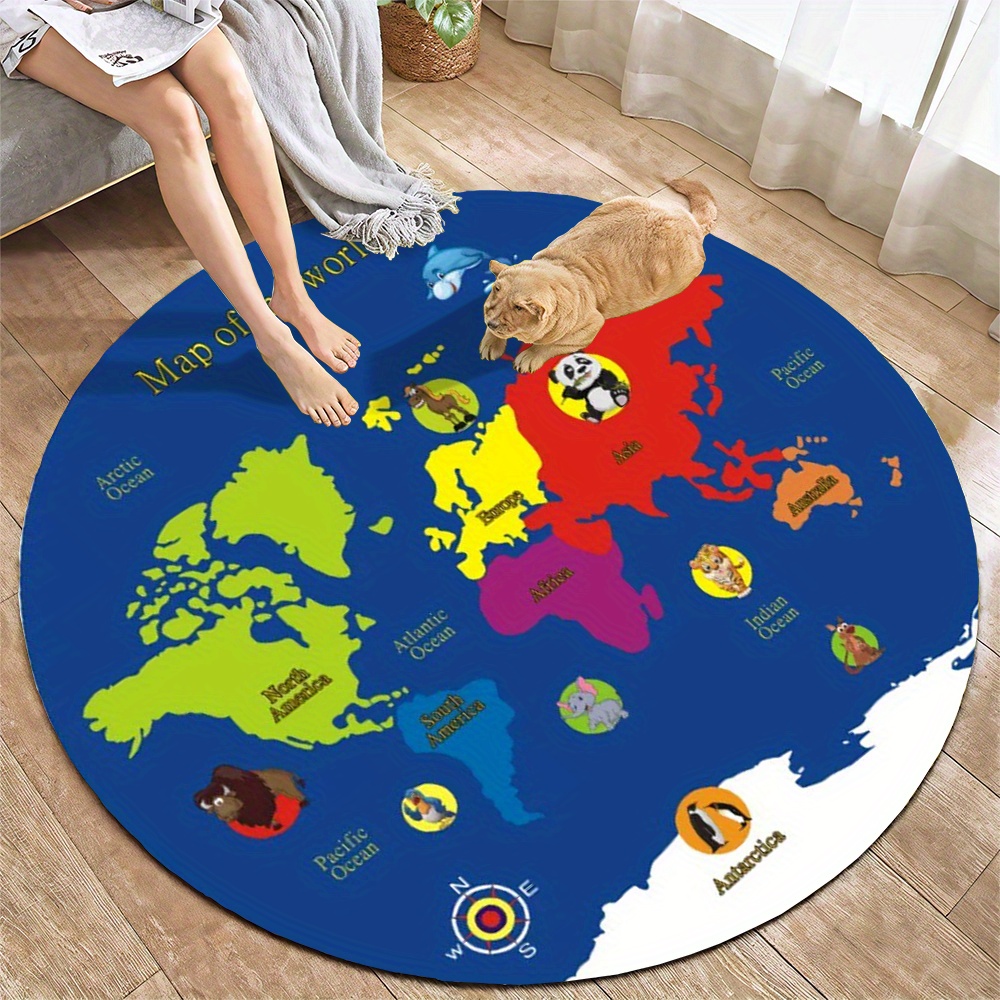 World Map Round Rug Flannel Ed - đánh giá và giá Kids Education World