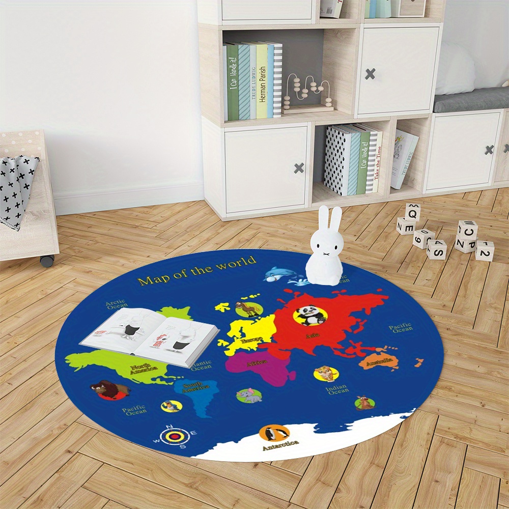 World Map Round Rug Flannel Ed - đánh giá và giá Kids Education World