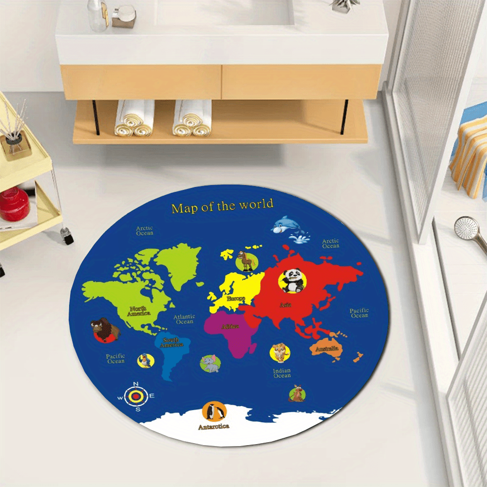 World Map Round Rug Flannel Ed - đánh giá và giá Kids Education World